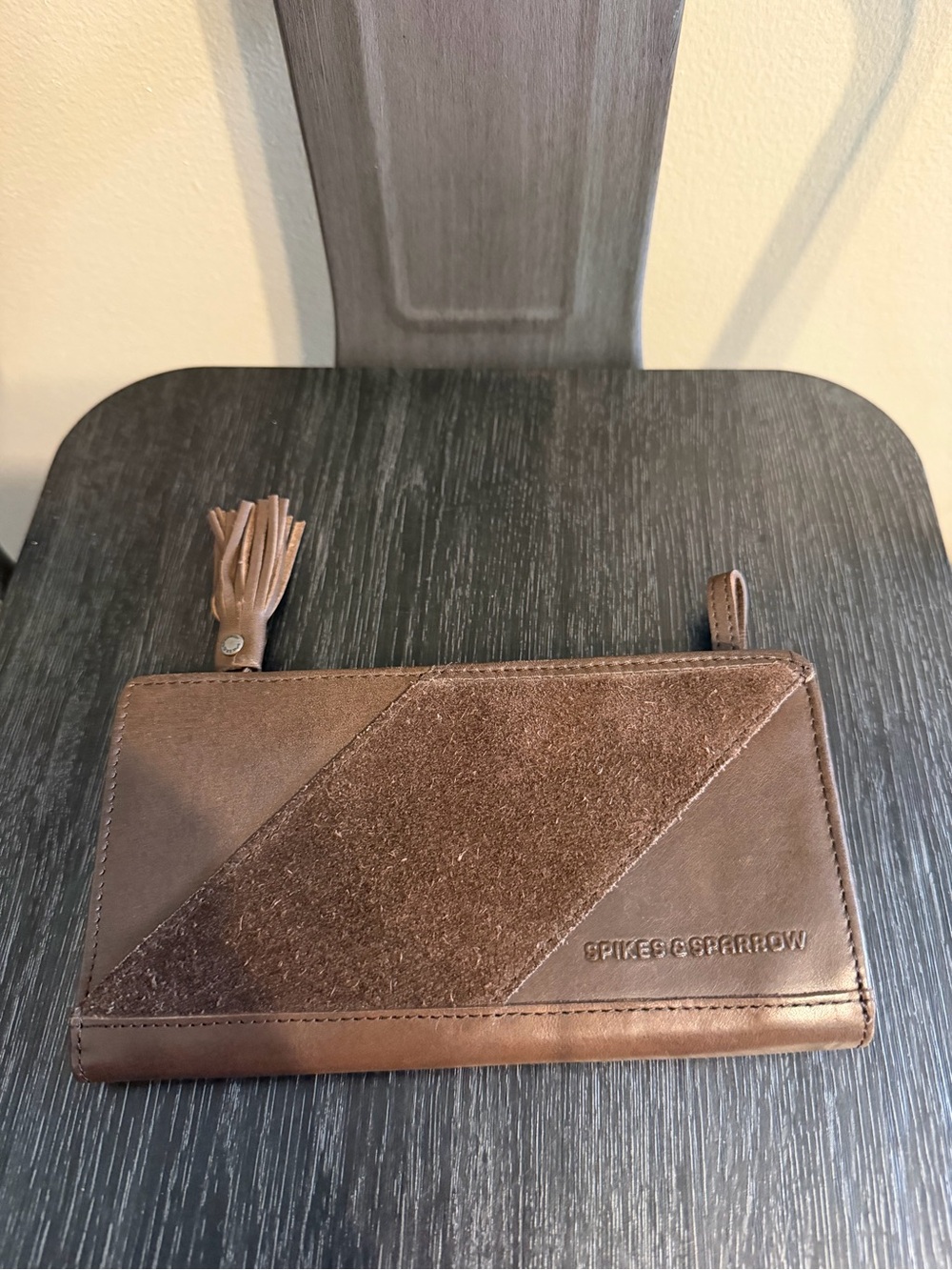 Spikes & Sparrow Brown Leather Suede RFID Wallet NWOT